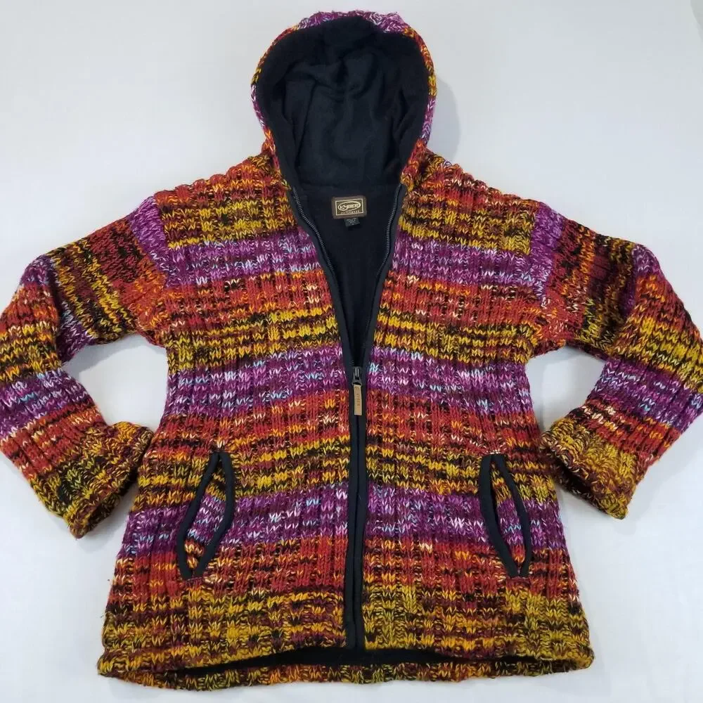 Kyber Outerwear Jacket Womens Large Multicolor Wool Fleece Lined Hooded Full Zip - Picture 12 of 12